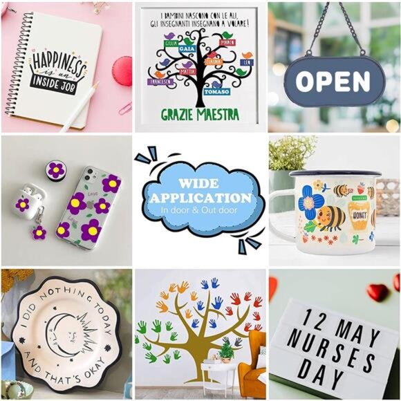 Permanent Vinyl for Cricut-12 Pack 12 Inch by 5 Feet Permanent Vinyl Rolls - Picture 2 of 7